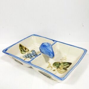 Vintage John B Taylor Ceramica Grapes Divided Serving Dish Louisville KY